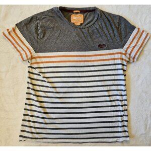 SuperDry Orange Label Mens Stripped Multicolor T-Shirt Size Large